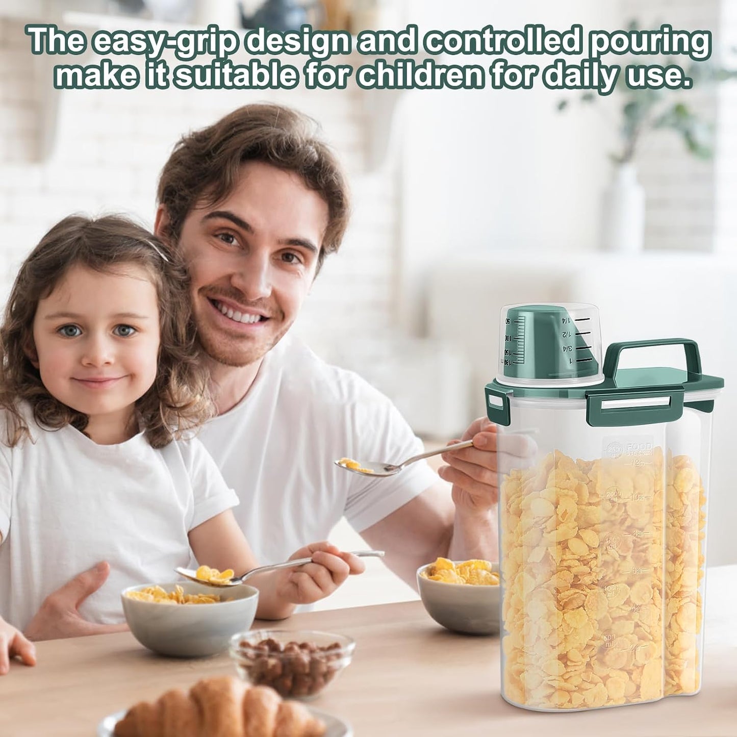 TBMax Rice Container 10 Lbs, Cereal Container Oatmeal Storage, Airtight Food Dispenser with Easy-pouring Spout & Handy Cup for Flour Grain Beans, Pet Dog Cat Bird Food Storage Container