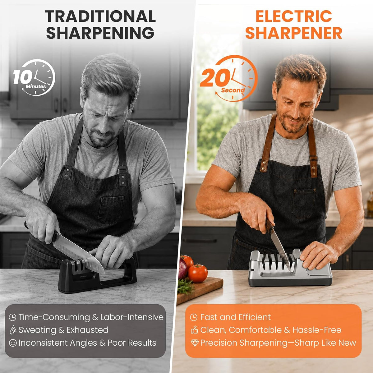 4-in-1 Electric Knife Sharpener for Home Cooks Kitchen (Silver)