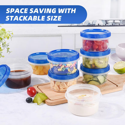 Heavy Duty Airtight Plastic Containers with Twist Top Lids, Stackable Freezer Containers for Lunch, Salad, Soup, Leftover, Ice Cream, BPA Free [6 Pack-32 oz]