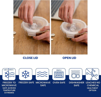 Insulated Lunch Bag with 3 Airtight & Leakproof Glass Containers, Fork & Knife Set | Food Storage Container for Office & Travel | Dishwasher & Microwave Safe (only for adults)