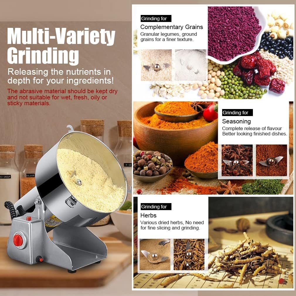 LEJIEYIN Electric herb Grinder 550g High Speed Electric Stainless Steel Spice Flour Mill Herb Grinder Powder Machine for Dry Food Grin