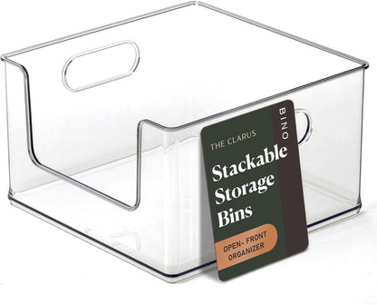 BINO | Stackable Plastic Storage Bins, Clear | THE CLARUS COLLECTION | Pantry Organizers and Storage Containers | Fridge Organizer Bins | Kitchen Cabinet Organizer | Medicine Cabinet Bin