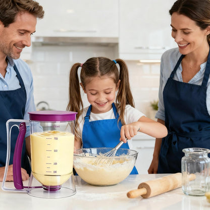 Pancake Batter Dispenser with Squeeze Handle and Measuring Marks