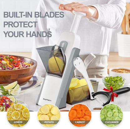 SupMaKin Safe Mandoline Slicer for Kitchen, Potato Slicer for Chips, Vegetable & Food Cutter,Thickness Adjustable 0.1-8 mm, Kitchen Faster Slice Artifact (Only Slicer)