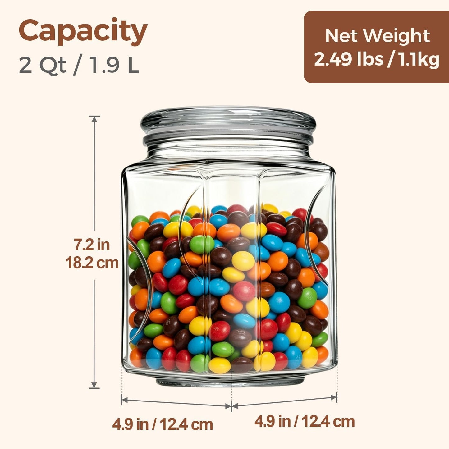 ComSaf Large Square Glass Pantry Jar with Lid 78 oz Wide Mouth | Flour sugar rice, Pasta cereal, Laundry detergent, Pantry organization, Large capacity, Cabinet organization, Dry goods
