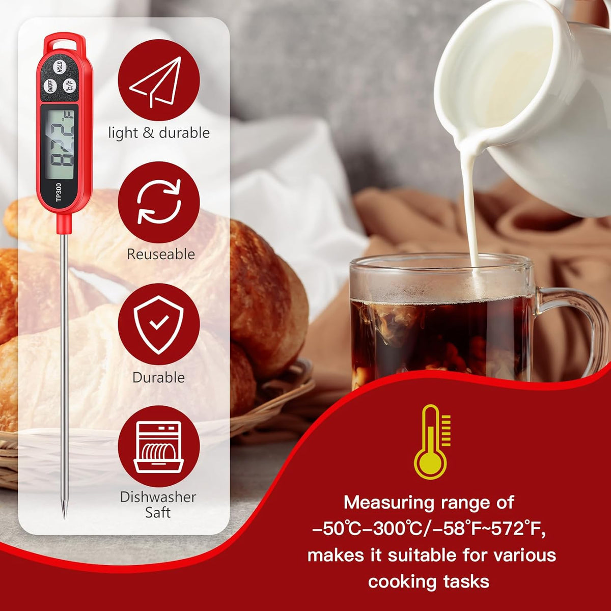 Copkim Food Thermometer Instant Read Probe BBQ,Red