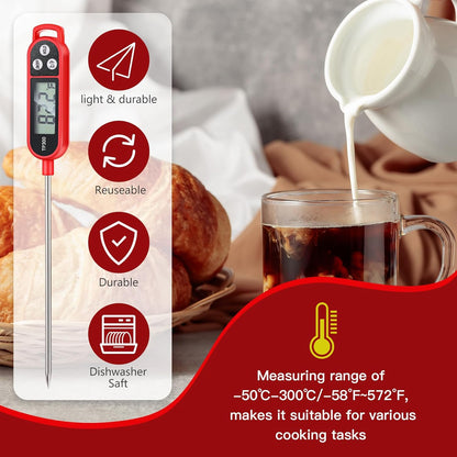 Copkim Food Thermometer Instant Read Probe BBQ,Red