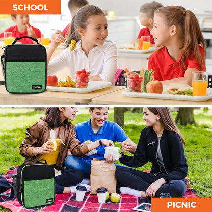 opux Premium Insulated Lunch Box, Soft School Lunch Bag for Kids Boys Girls, Leakproof Small Lunch Pail Men Women Work, Reusable Compact Cooler Tote Lunchbox for Office Adult, Black