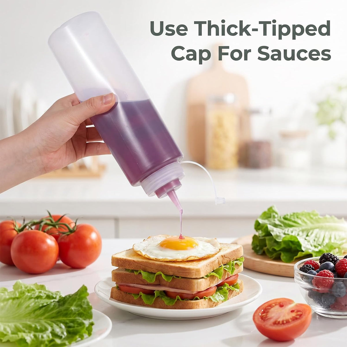 2 Pack 33oz Salad Dressing Shaker Bottle Condiment Squeeze Bottles