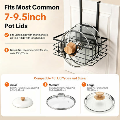 Pot Lid Organizer for Cabinet, Adjustable Height Pan Lid Holder