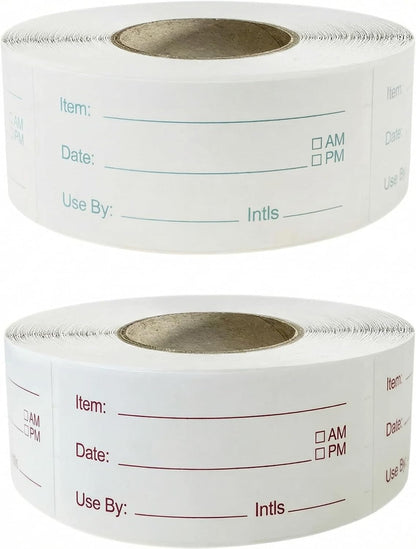 Food Storage Labels, 1 x 2 Inch, 1000 Pieces Removable Freezer Stickers, 2 Rolls