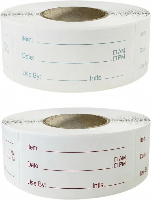 Food Storage Labels, 1 x 2 Inch, 1000 Pieces Removable Freezer Stickers, 2 Rolls