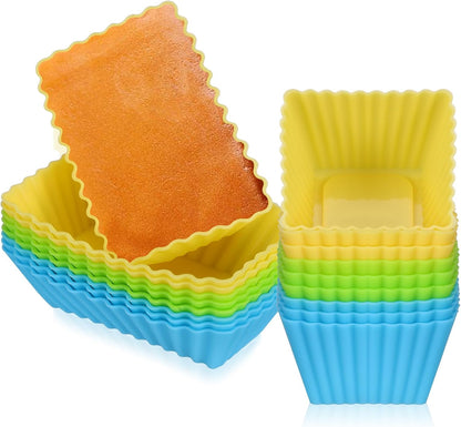 HOMSFOU 18 pack Silicone Cupcake Liners, Reusable Silicone Muffin Cups Silicone Cupcake Molds Lunch Box Dividers Rectangular Square, W14403YQ0NJUJRJ2832N