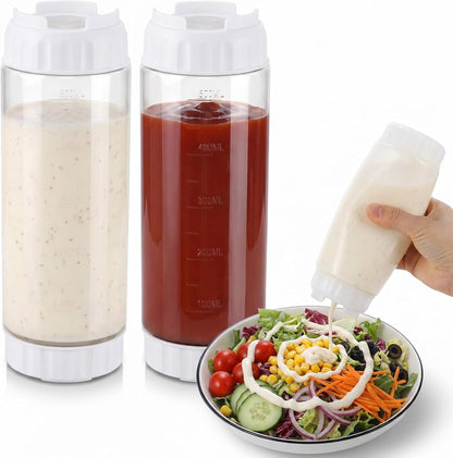 2 Pcs 16 oz Inverted Squeeze Bottles, Valve Condiment Dispenser (Black)