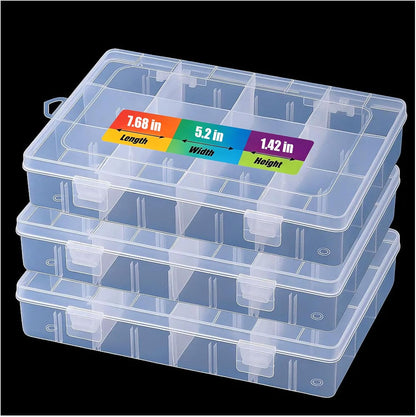 3pcs Clear Storage Small Parts Organizer Box Storage Bin With Dividers Multi Compartment for Beads Art DIY Tackle Box Organizer (5 - compartment sewing box)