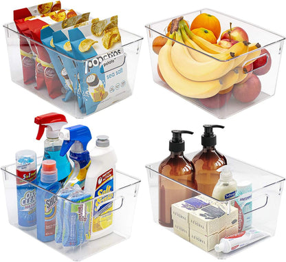 Sorbus Large Clear Plastic Storage Bins for Shelves, Clothes, with Handle - Clear Storage Bins, Drawer, Shelf, Closet, Pantry, Fridge, Freezer Organizer Bins, Closet Organizers and Storage (4 pack)