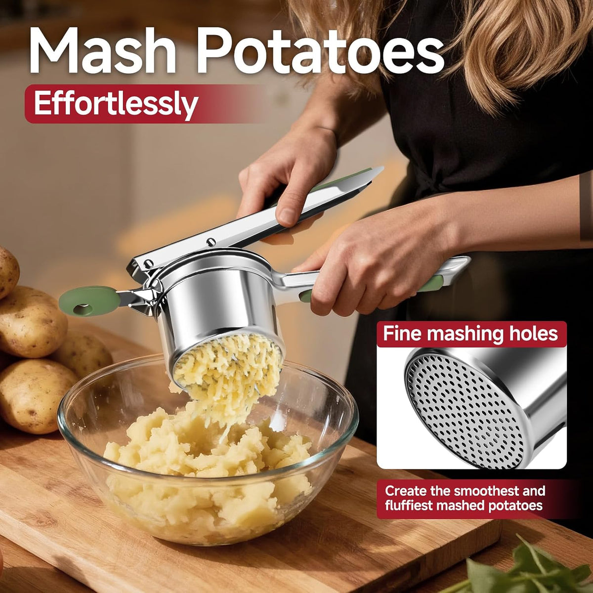 Potato Ricer for Mashed Potatoes-Stainless Steel 15oz