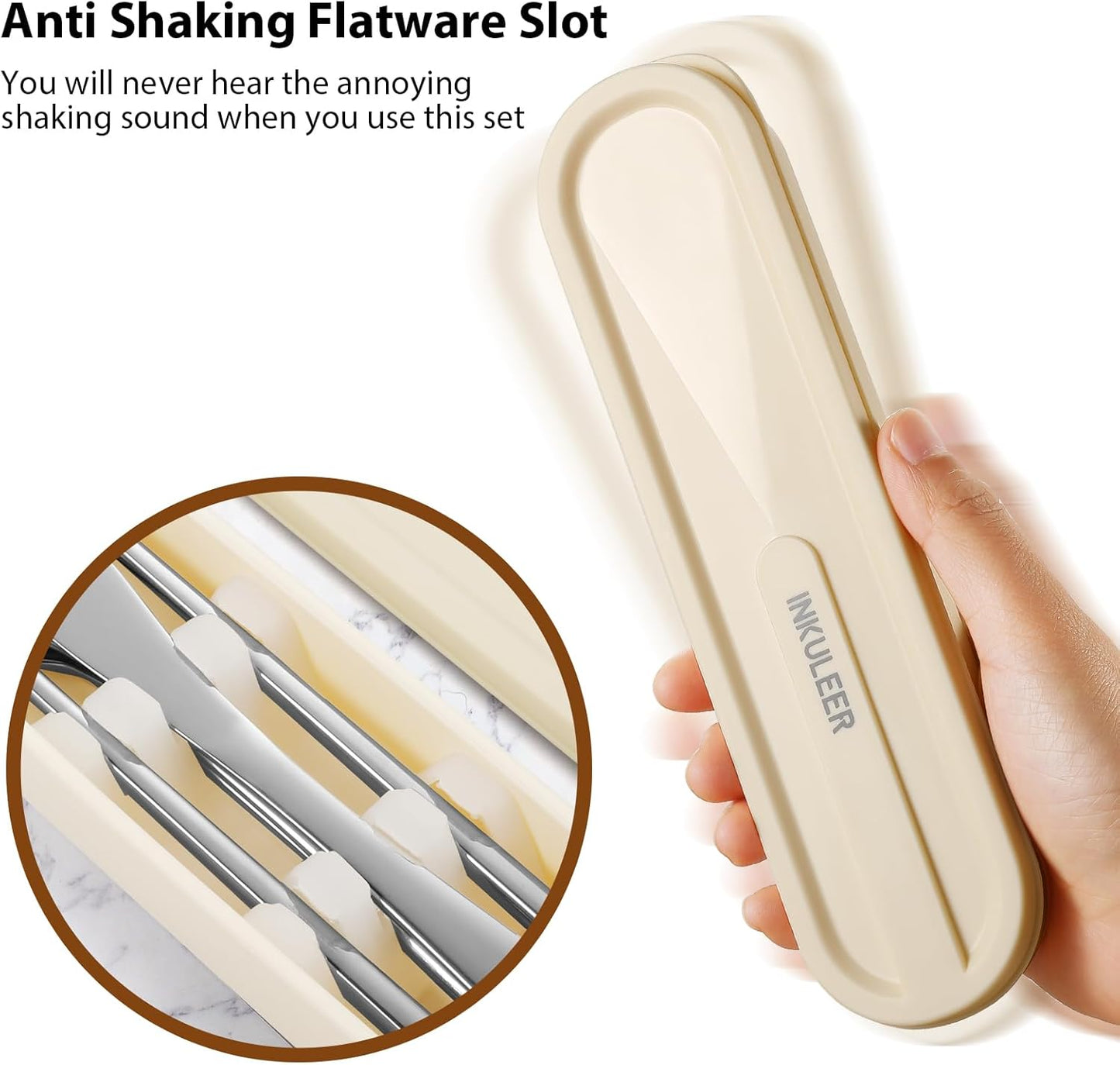 Travel cutlery set, 18/8 stainless steel cutlery, Reusable utensils set with case, Portable Silverware Lunch Box for Camping and Office (Green/knife set)