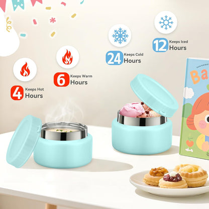 Lunch Box Kids, Leak Proof 5 Compartment Bento Box for Kids, 13oz Thermo for Hot Food Kids Lunch Box,Hot Lunch Box for School Travel