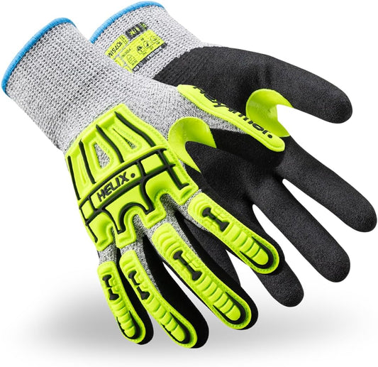 HexArmor Safety Gloves with Impact Protection | Sandy Nitrile Palm Coating | A4 Level Cut-Resistance | High Abrasion-Resistance | 13-Gauge Seamless Knit | Touchscreen Compatible | Helix 1075 | Medium