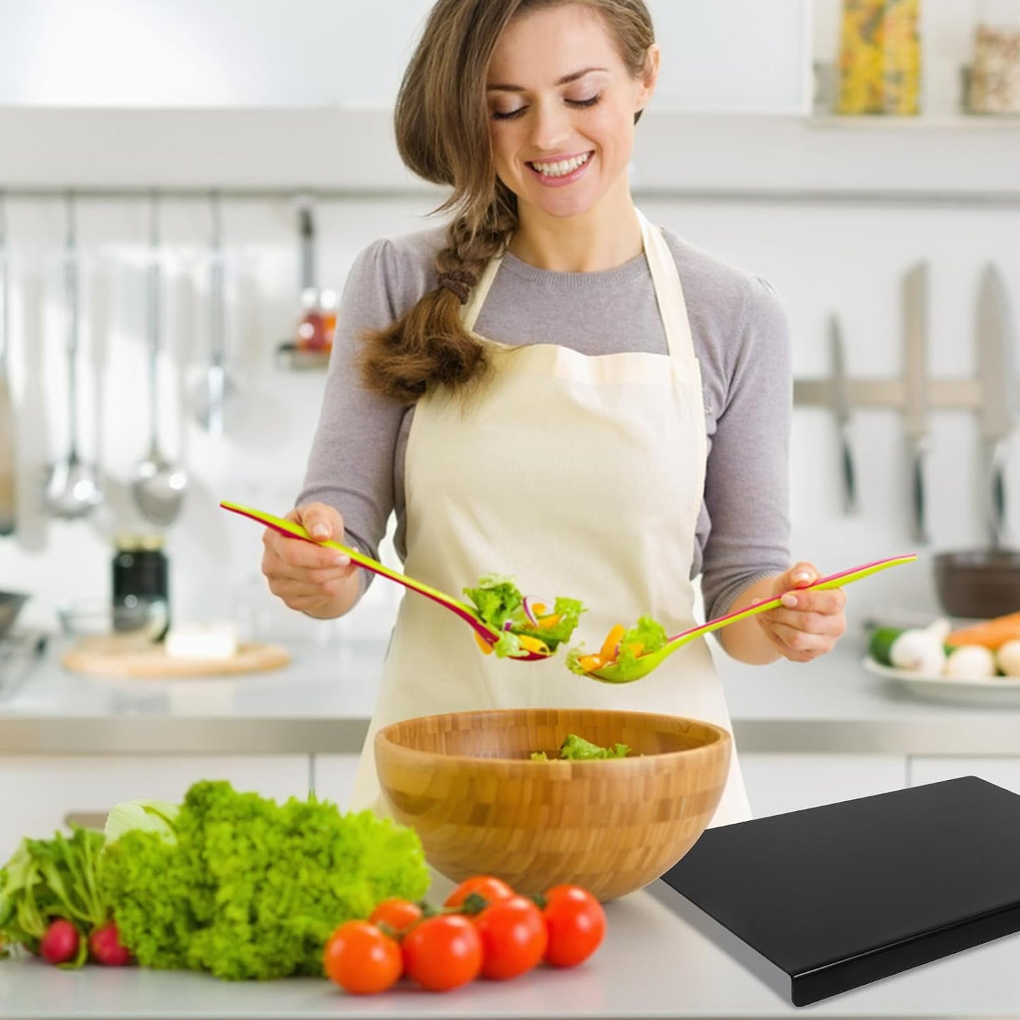 Alipis Acrylic Non-slip Cutting Board 43x28cm 3mm Black Kitchen Chopping Mat for Fruits Vegetables and Meat Food Preparation