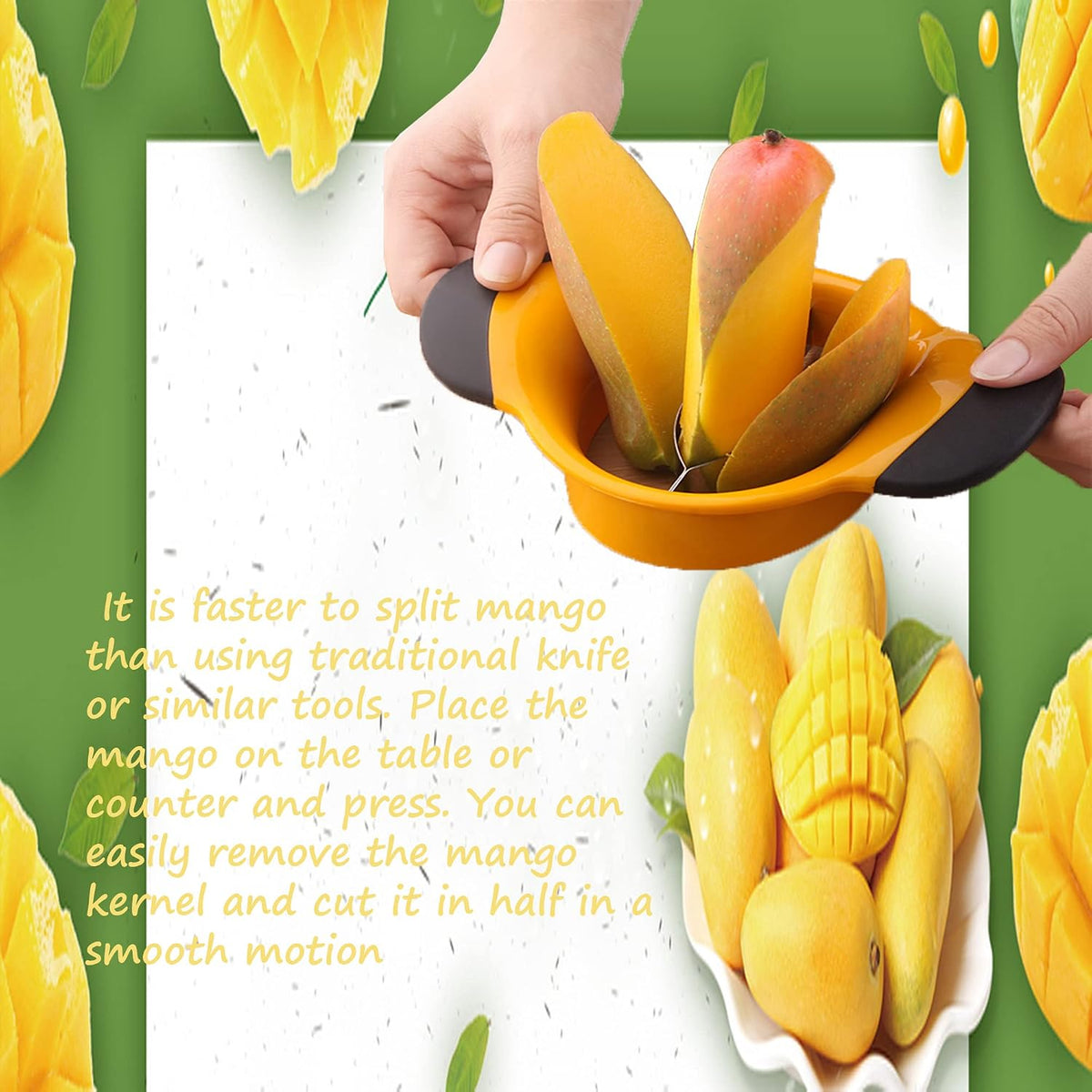 Mango Slicer, Mango Cutter with Stainless Steel Blade