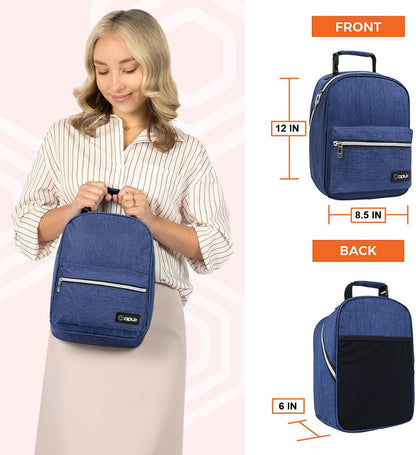 opux Lunch Box for Girls Boys Kids, Insulated Leakproof Lunch Bag, Reusable Teen Lunch Boxes for School, Medium Large lunchbox for Women Men Adult for Work with Front Back Pocket (Purple)