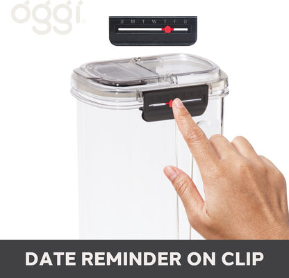 Oggi Easi Grip 23oz Moisture Proof Storage Container, Ultra Clear BPA-Free Sealable Canister, Flip Open Pouring Lid, Date Reminder Slider on Clip, Ideal Kitchen and Pantry Storage (23oz / 0.68lt)