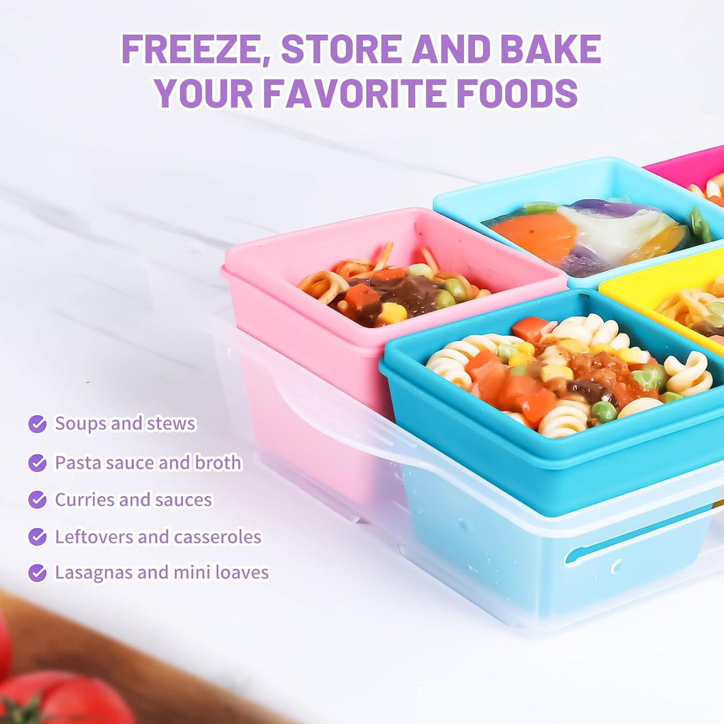 Gemice 1-Cup Silicone Freezer Molds with Lids, Individual 4-Pack Portion Soup Cubes Freezer Trays for Food Storage, Oven & Dishwasher Safe, BPA-Free, Silicone Freezer Containers for Meal Prep