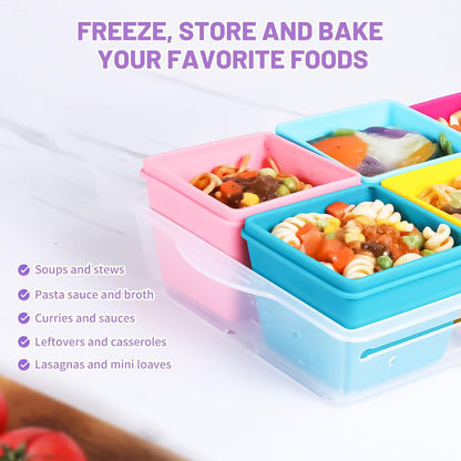 Gemice 1-Cup Silicone Freezer Molds with Lids, Individual 4-Pack Portion Soup Cubes Freezer Trays for Food Storage, Oven & Dishwasher Safe, BPA-Free, Silicone Freezer Containers for Meal Prep