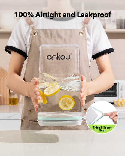 Ankou Food Storage Container Sets, 2.8 Qt *2+ 4.2 Qt *4 Airtight Canisters with Lids and 130ml Scoop, BPA-Free Plastic Pantry Containers for Flour, Sugar, Rice