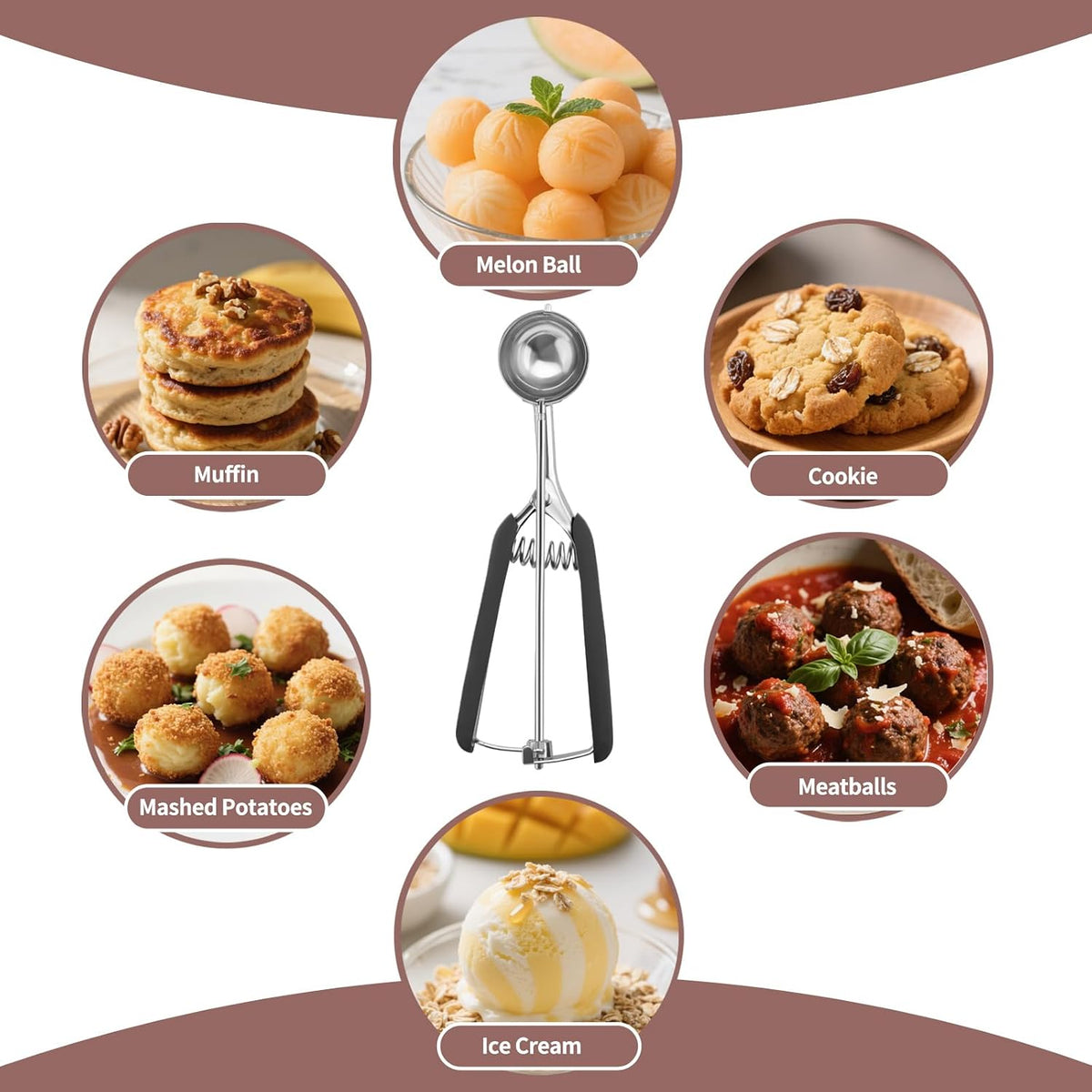Large Cookie Scoop 3 Tablespoon, Size #20 Dough Scoops for Baking, Trigger Ice Cream Scooper, Stainless Steel Portion Scoop for Jumbo Cookies, Pancakes, Cupcakes, Meatballs