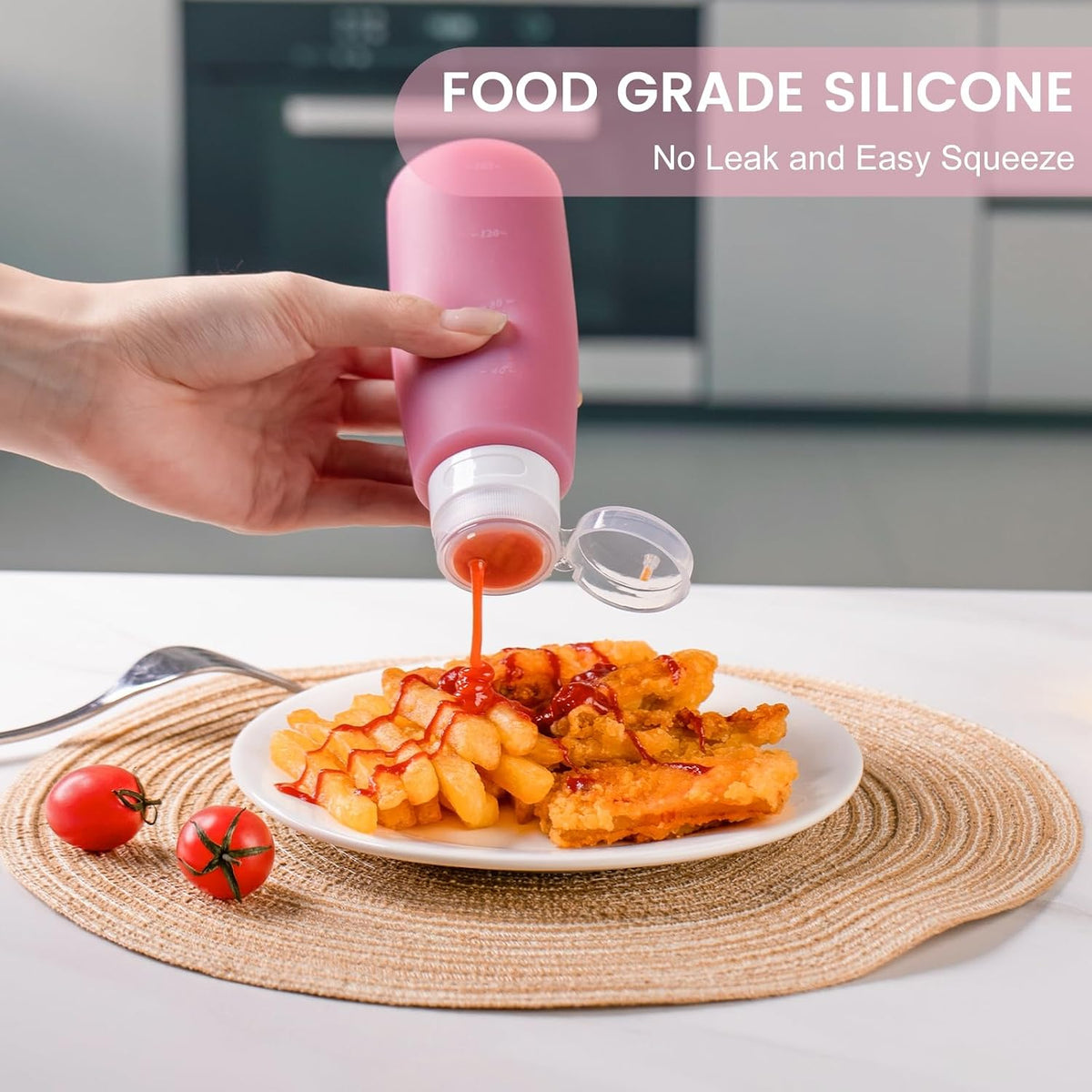MICEBAY 2 oz Condiment Squeeze Bottles, Leakproof Salad Dressing Container