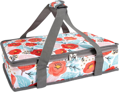 Insulated Casserole Carrier Expandable for Hot or Cold Food with Handle Food Transport for Travel Picnic Cookouts,Fits Pioneer Woman Kitchen Stuff Accessories and 9" x 13" Baking Dish