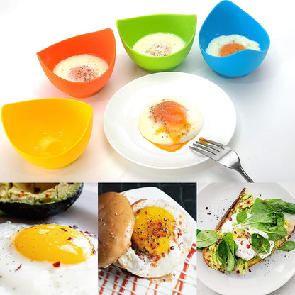 Silicone Egg Poacher Cups, 4 Pack with Stable Ring Base