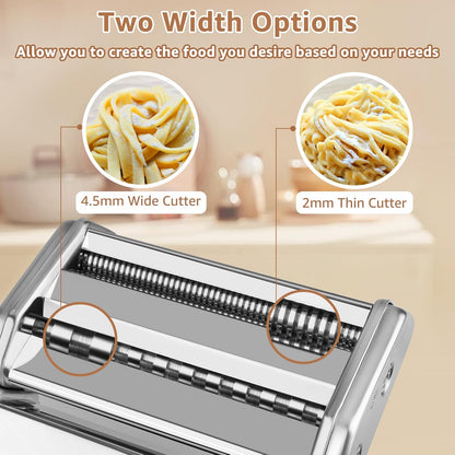 Pasta Maker - 7 Thickness Settings Roller & 2 Width Cutters Pasta Machine