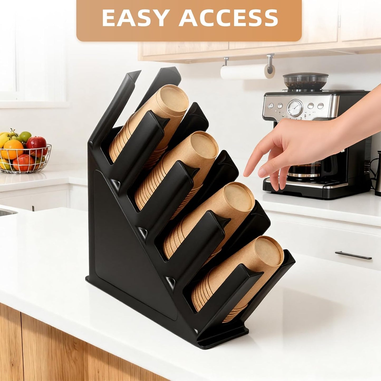 Commercial Cup and Lid Holder with Straw Organizer,Disposable Coffee Cup Condiment Dispenser for Countertop Org, Coffee Bar, Beverage Cup, Kitchen, Breakroom (11 Compartment Upright)