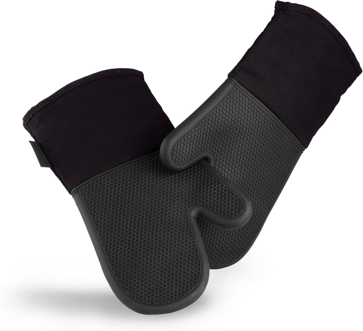 HexClad Black Set of 2 Silicone Oven Mitts, Heat Resistant to 500ºF