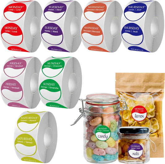 10500 PCS 1 in Removable Food Storage Labels Stickers 7 Day of The Week,Monday Friday Food Day Tags,Date Label Easy Peel Tab,Day Dots Food Labels for Bottle Containers Restaurant Kitchen Freezer