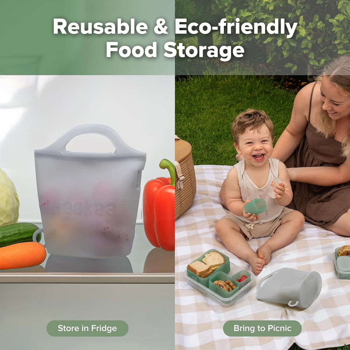 Haakaa Silicone Microwave Steamer & Steriliser Bag, 70oz/2000ml Large Capacity Reusable Steaming Bags for Baby Bottles, Breast Pump, Accessories, Pacifiers,Teethers, Great for Home&On The Go, Grey/1PC