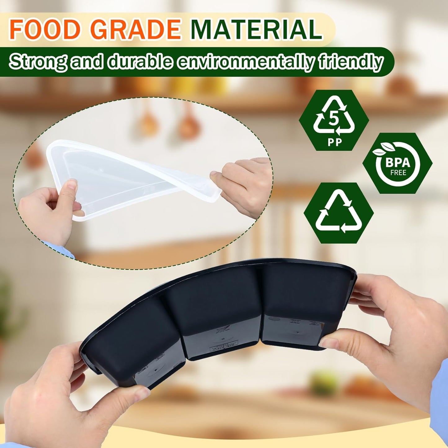 20 Sets Reusable Snack Containers Meal Prep Containers 3 Compartment Condiment Container With Lids Snackle Box Container Portion Control for Refrigeration Sauce,Outdoor Takeaway,Travel(Black)