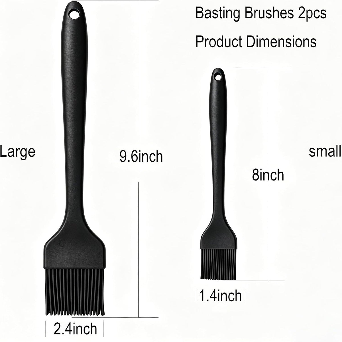 Silicone Basting Brush 2 Pack with Steel Core, Heat Safe BBQ Pastry