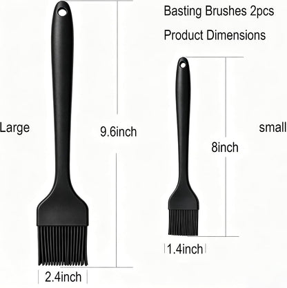 Silicone Basting Brush 2 Pack with Steel Core, Heat Safe BBQ Pastry