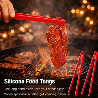 4 Pcs Silicone Trivet Tongs for Cooking,11.8In Long & 5.51In Short Silicone Tongs for Cooking, Long or Short Non-stick Heat Resistant Barbecue Grilling Tool for Toaster Pan Fried Steak Food BBQ
