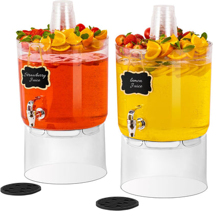 2 Gallon Beverage Dispenser for Parties, BPA-Free Drink Dispenser with No Drip Spigot, Juice Dispensers with Stand, Transparent Plastic Water Dispenser Countertop for Punch, and Drink Fountains