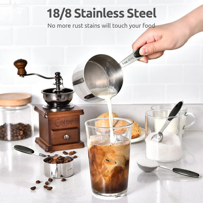 U-Taste 12 Piece Measuring Cups and Spoons Set in 18/8 Stainless Steel : 7 Measuring Cups & 5 Measuring Spoons