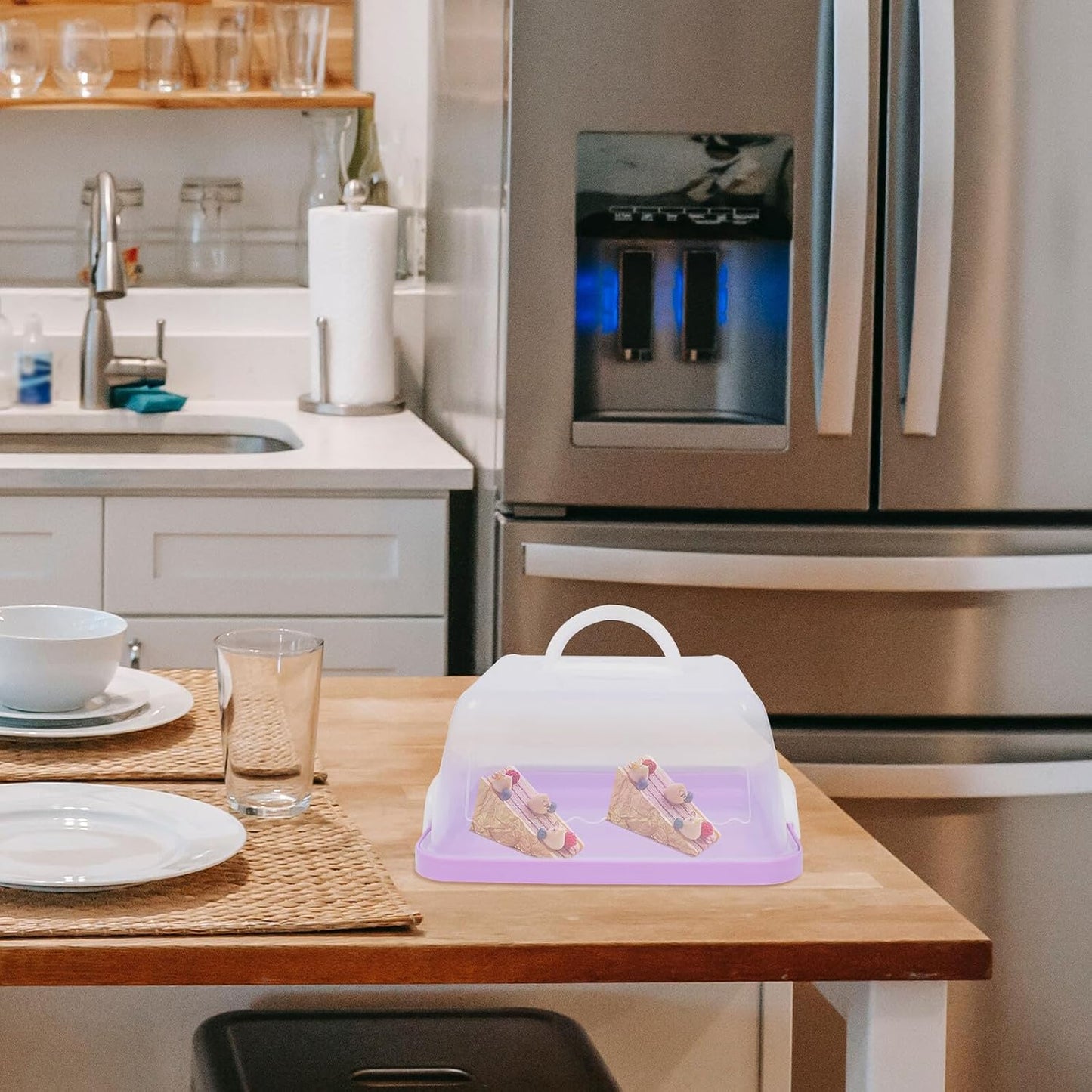 Transparent Square Cake Storage Box Portable Plastic Cake Container Safe and Dustproof Dessert Carrier for Birthday Parties and Kitchen Countertop Use