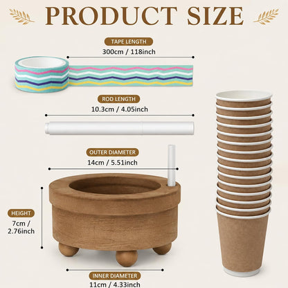 Wooden Disposable Cup Holder, Writable Paper Cup Dispenser for Small Cups, Coffee Bar Counter Organizer, Rustic Cup Storage Rack for Kitchen, Bathroom, Office and Housewarming Gift