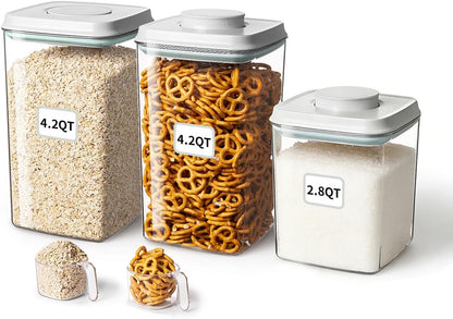 Ankou Food Storage Container Sets, 2.8 Qt *2+ 4.2 Qt *4 Airtight Canisters with Lids and 130ml Scoop, BPA-Free Plastic Pantry Containers for Flour, Sugar, Rice