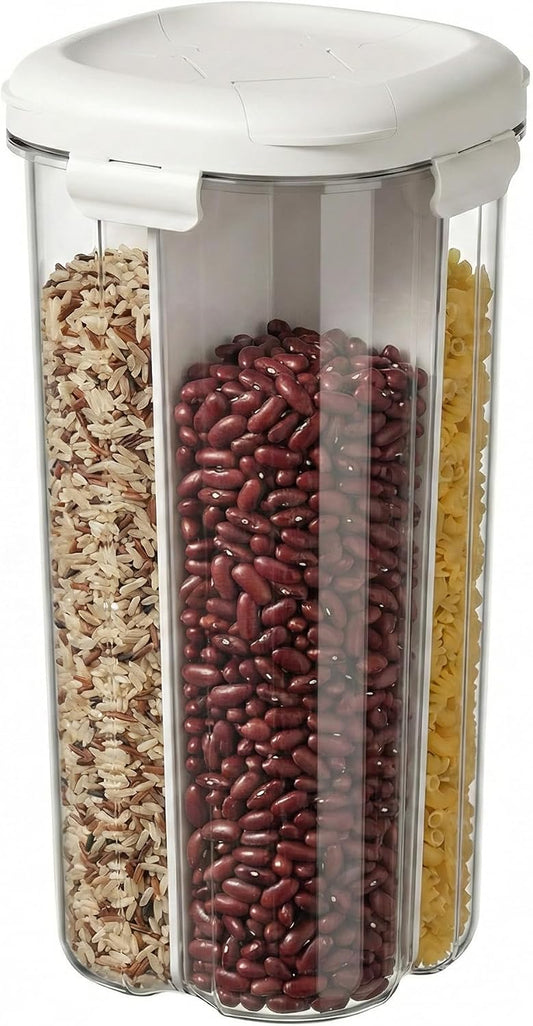 4 Compartment Airtight Cereal Storage Containers Set with Lids 2.9 Qt | Food Storage Jar, Pantry Organization, Pasta Cereal Dry Food, Stackable Pantry Storage Container, Nordic Style Storage